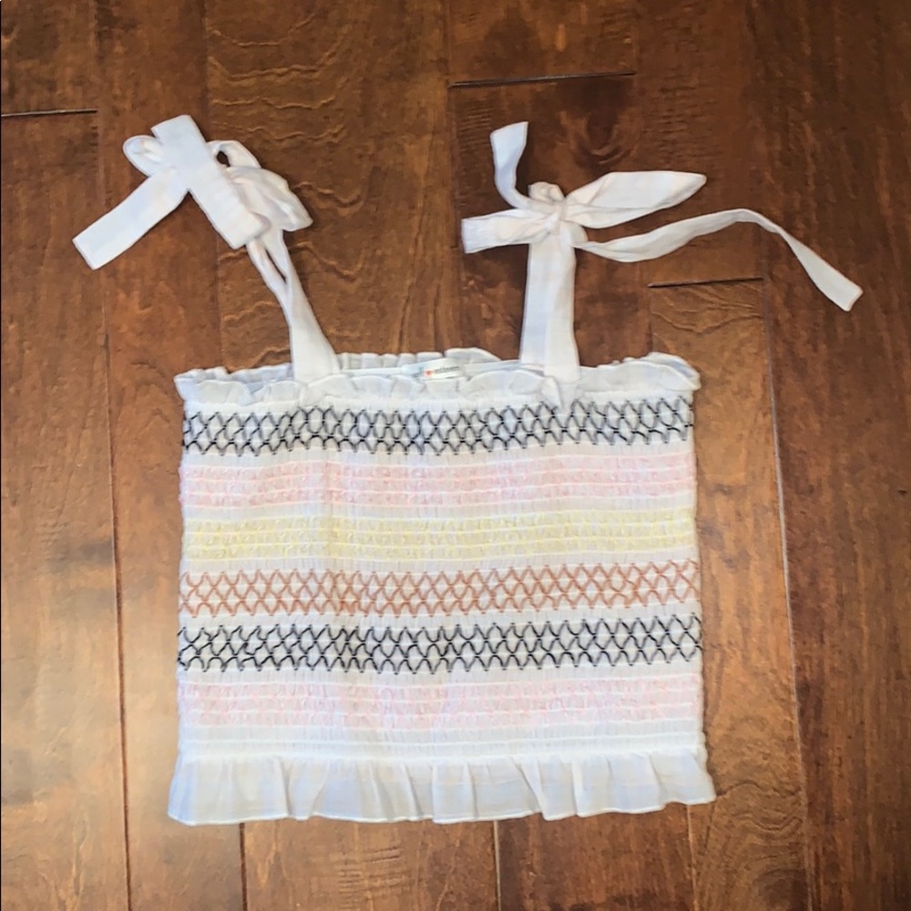 Smocked tank top with adjustable straps